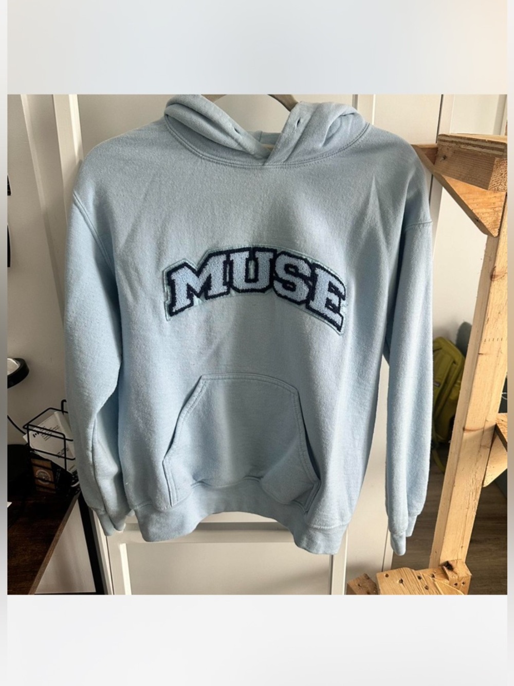 Curated by muse light blue hoodie